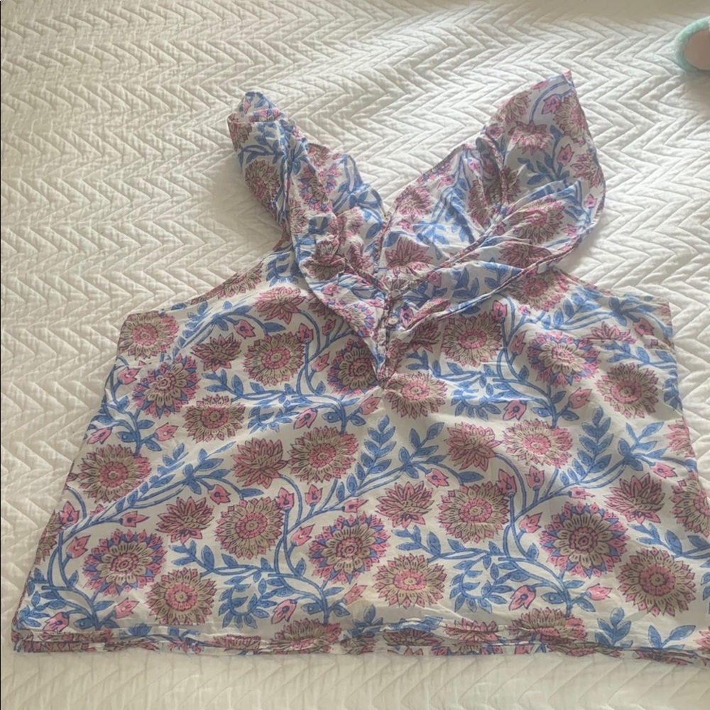 J. Crew Orange Ruffled Tank Top